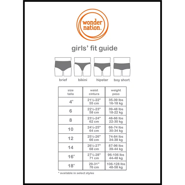 Wonder Nation Girls Hipster, 14-Pack,