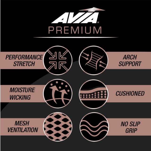 Avia Women's Premium Zoned Cushioned Low Cut Sock, 6-Pack