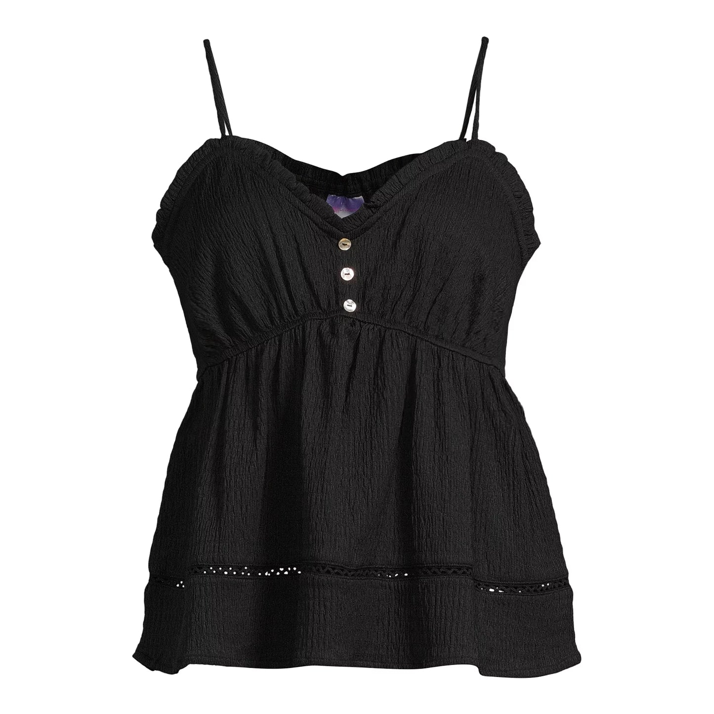 No Boundaries Juniors Sleeveless Textured Babydoll Top