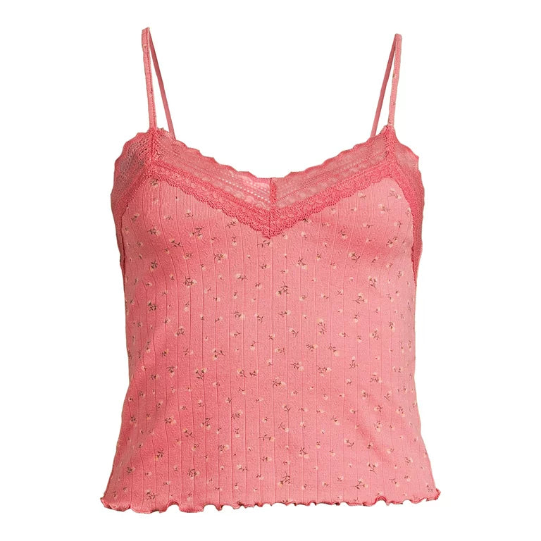 No Boundaries Juniors Lace Trim Cami
