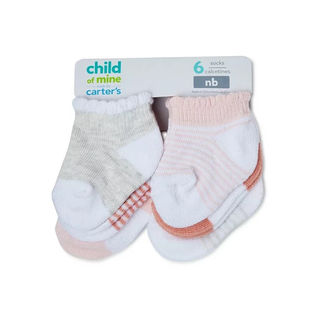 Child Of Mine by Carter's Baby Girls' Low-Cut Socks, 6-Pack