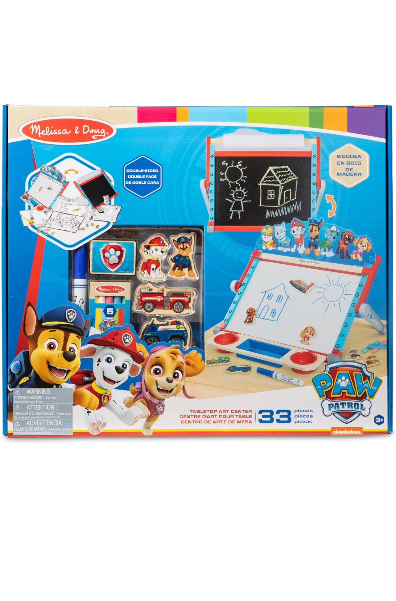 Melissa & Doug PAW Patrol Wooden Double-Sided Tabletop Art Center Easel (33 Pieces)
