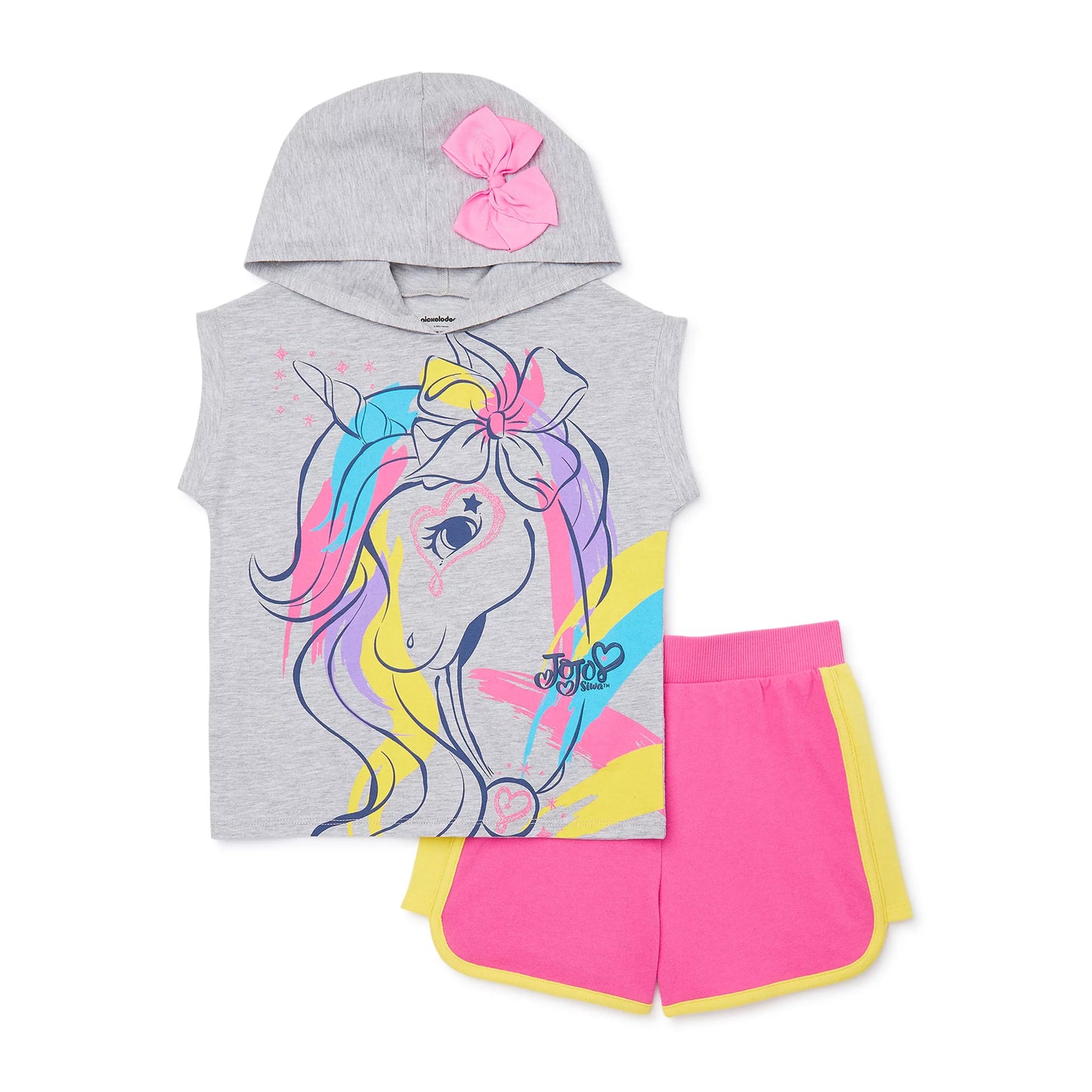 JoJo Siwa Girls Cosplay Graphic Hoodie and Shorts Set, 2-Piece,