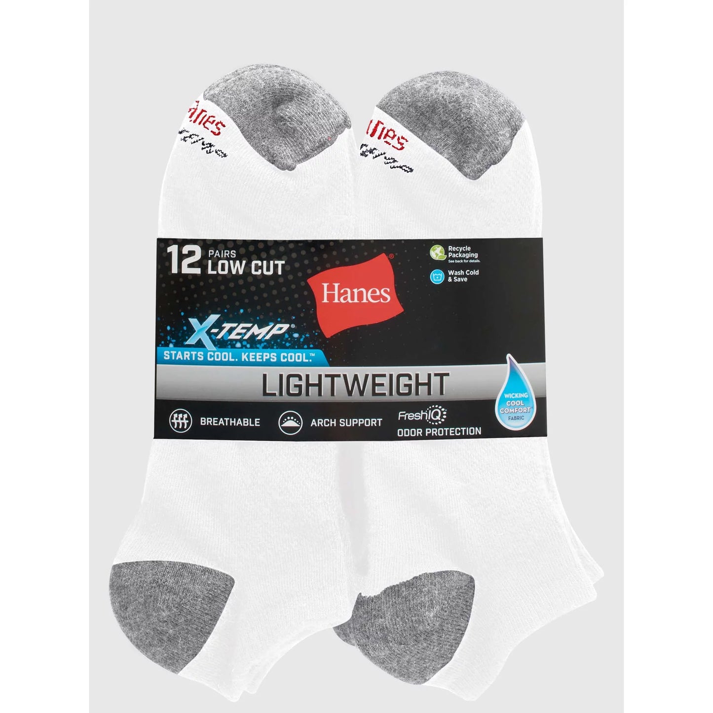 Men's X-Temp Active Cool Lightweight Lowcut Socks, 12 pack