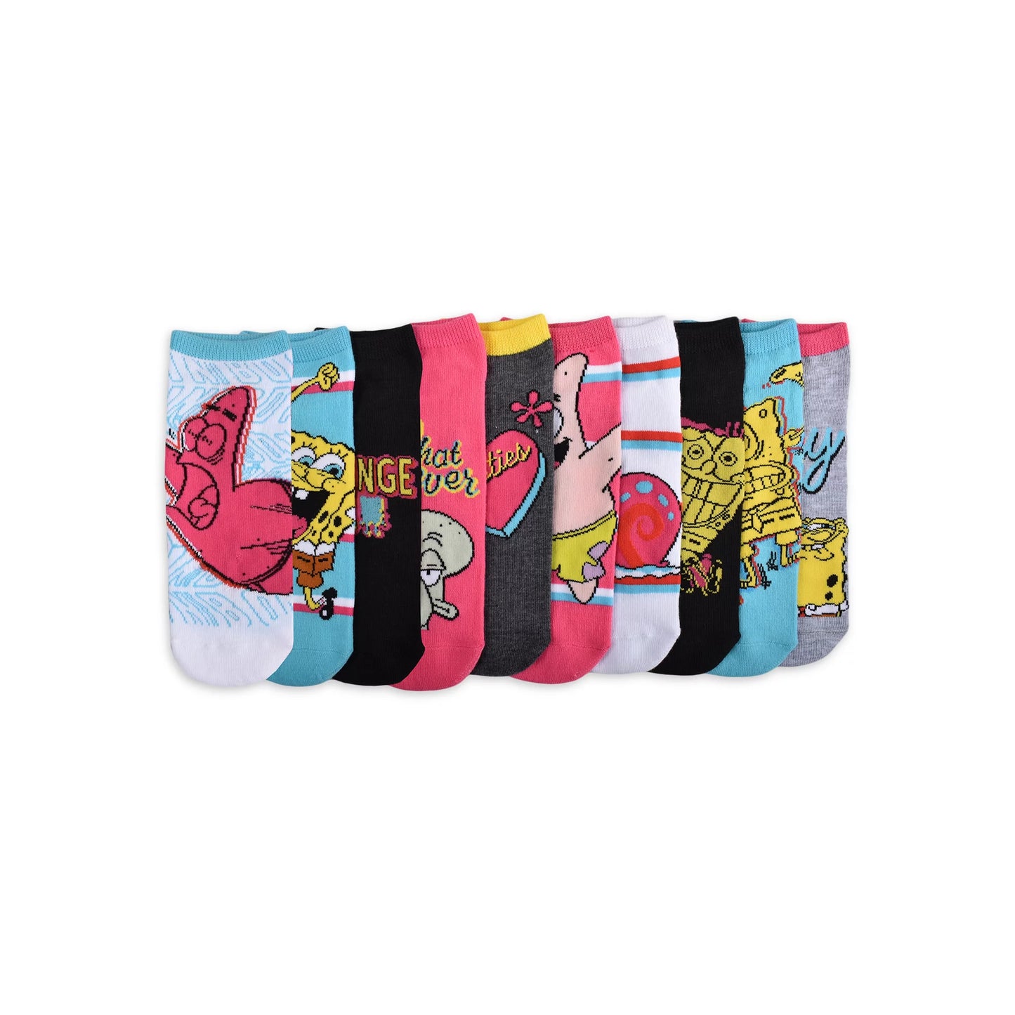 Nickelodeon SpongeBob SquarePants Women's Low-Cut Socks, 10-Pack, Shoe