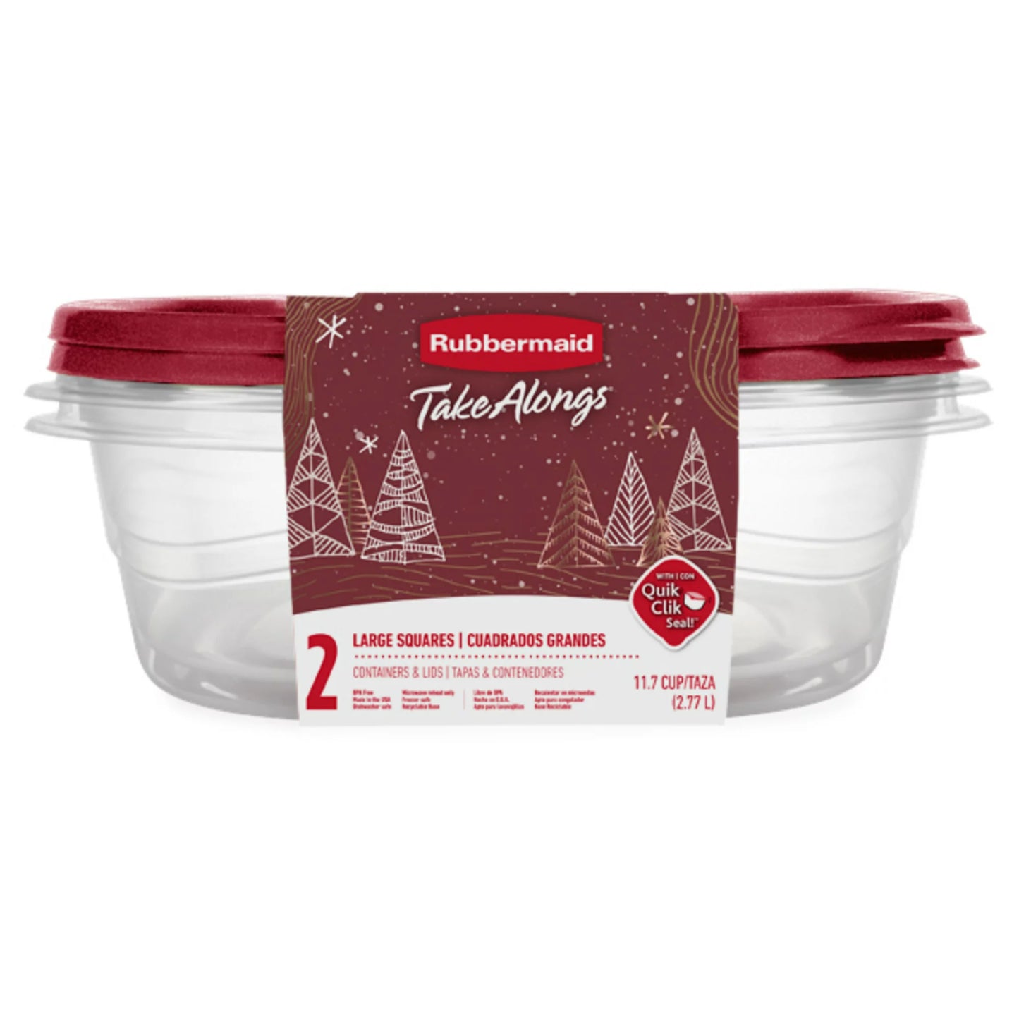 Rubbermaid TakeAlongs 11.7 Cup Food Storage Containers, Set of 2, Rhubarb Red