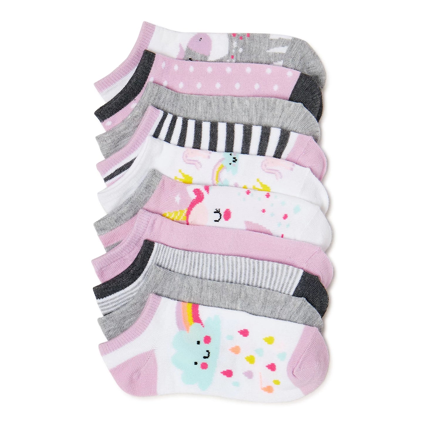 Wonder Nation Girls Unicorn No Show Socks, 6-Pack