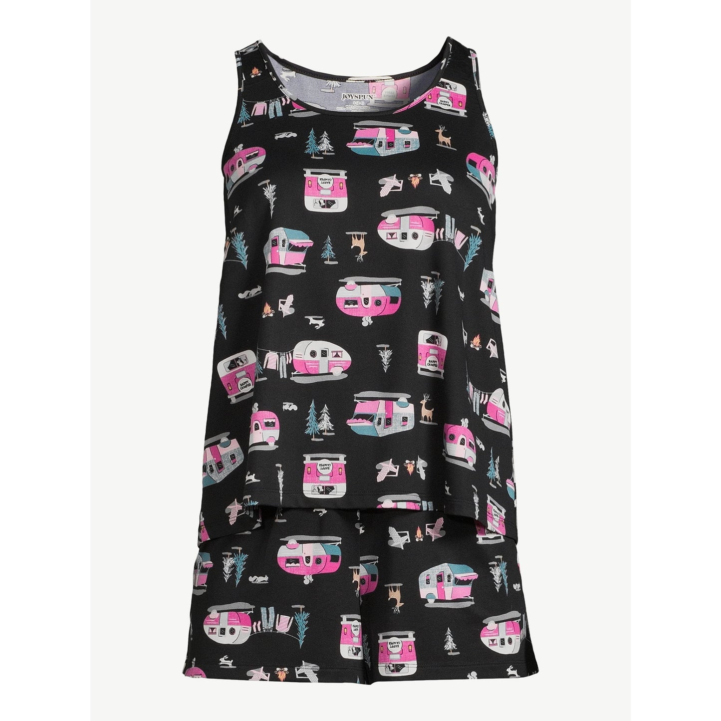 Joyspun Women's Print Tank Top and Shorts Pajama Set, 2-Piece