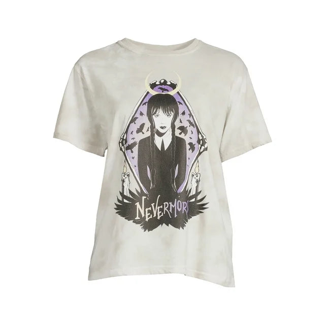 Wednesday Juniors Boyfriend Graphic Short Sleeve T-Shirt,