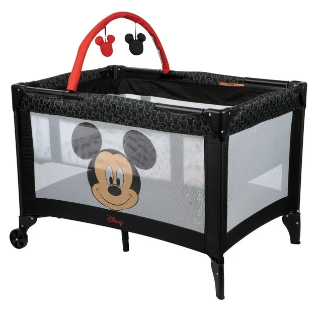 Disney Baby 3D Ultra Baby Play Yard with Bassinet and Toy Bar, Peeking Mickey