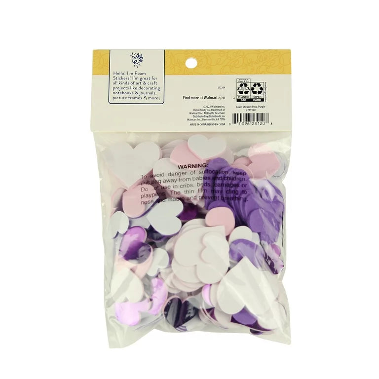 Hello Hobby Multicolor Foam Heart Stickers, 1oz Bag Die-Cut Dies