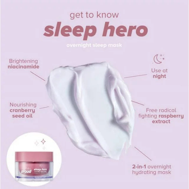 Skin Proud Sleep Hero, Overnight Sleep Face Mask with Balancing Niacinamide, 100% Vegan, 1.69 fl oz