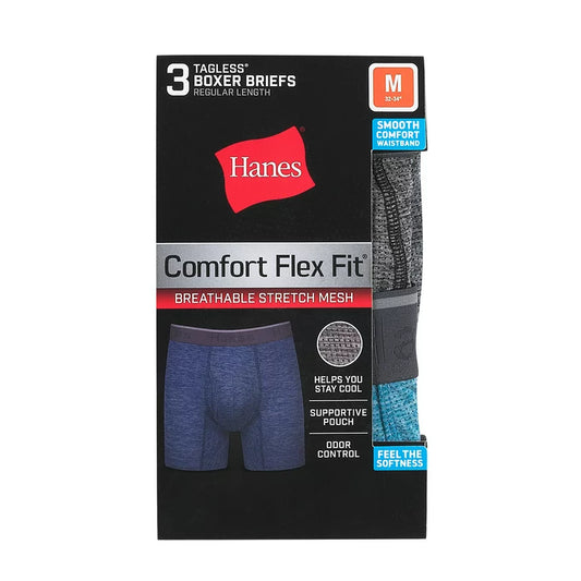 Hanes Men's Comfort Flex Fit Breathable Stretch Mesh Boxer Brief, 3 Pack