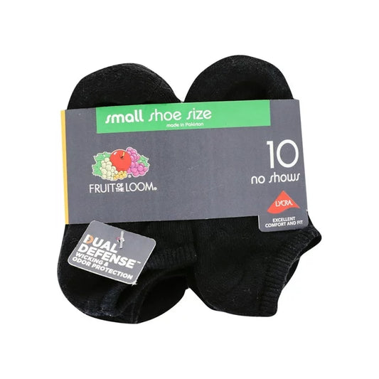 Fruit of the Loom Boys Durable No Show Socks, 10 Pack