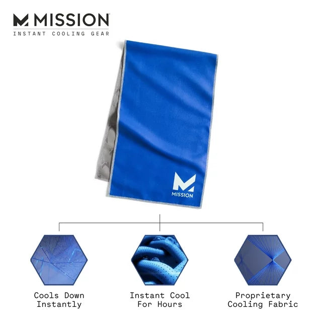 MISSION Original Cooling Sports Towel Evaporative Cool Technology Cooling Towel, 10” x 33”, Blue