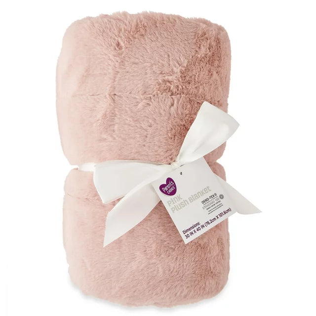 Parent's Choice Premium Plush Dusty Rose Blanket with Faux Sherpa Lining, for Baby and Toddler, 30" x 40"