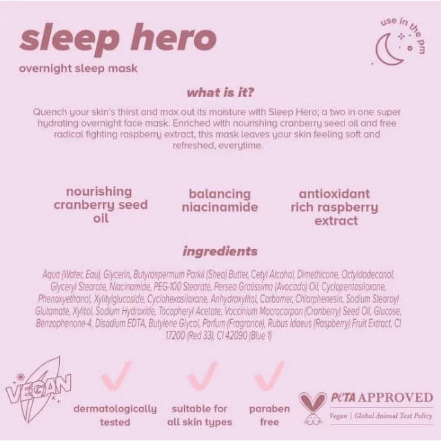 Skin Proud Sleep Hero, Overnight Sleep Face Mask with Balancing Niacinamide, 100% Vegan, 1.69 fl oz