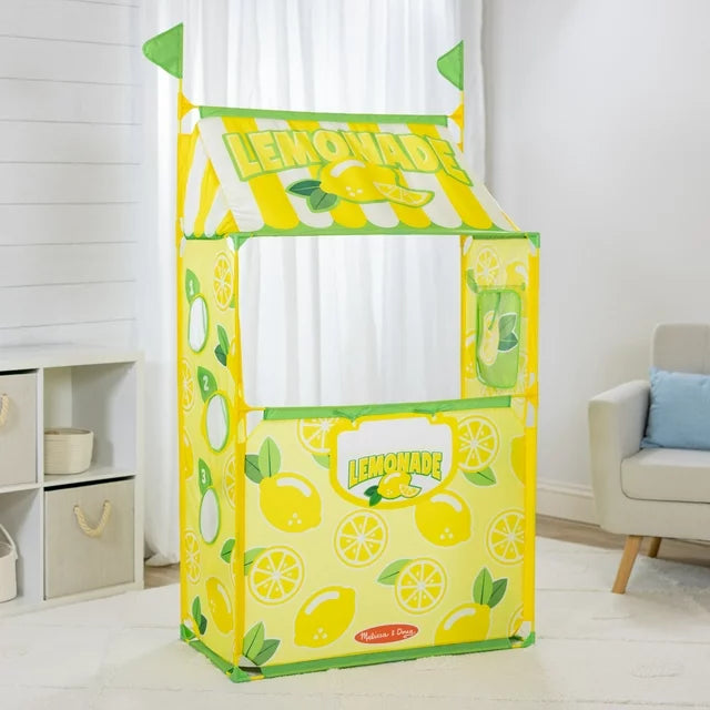 Melissa & Doug Lemonade Stand Play Tent With Beanbag Game, Easy to Assemble, for Toddlers, Preschoolers, and Kids Ages 3+