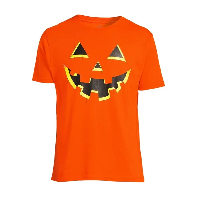 Men's Halloween Jack-o'-Lantern Graphic Tee, Fall Short Sleeve T Shirt