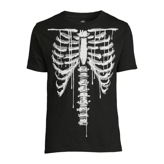 Men's Halloween Ribcage Graphic Tee, Fall Short Sleeve T Shirt