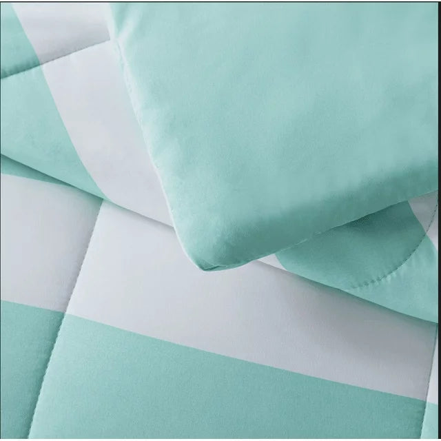 Mainstays Reversible Microfiber Comforter, Mint Stripe