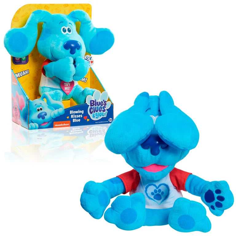 Blue’s Clues & You! Blowing Kisses Blue Feature Plush Stuffed Animal with Sounds and Movement, Dog, Kids Toys for Ages 3 Up, Gifts and Presents
