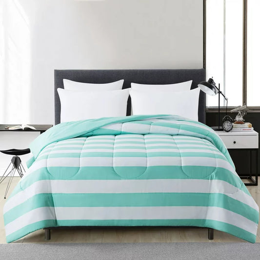 Mainstays Reversible Microfiber Comforter, Mint Stripe