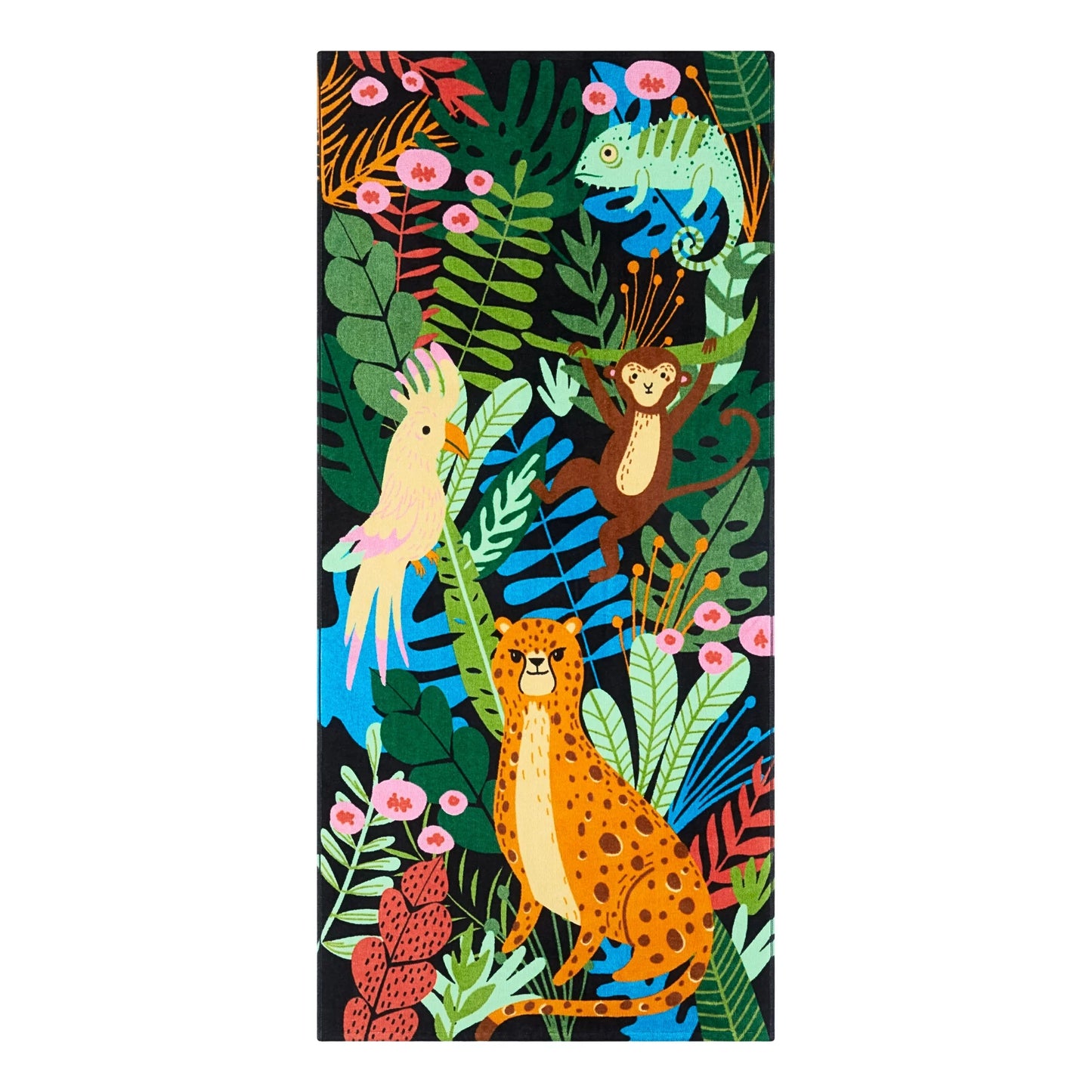 Mainstays Velour Beach Towel, Jungle Animals