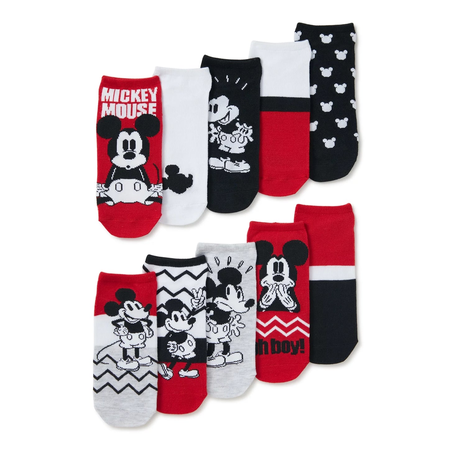 Mickey Mouse Women's No Show Socks, 10-Pack