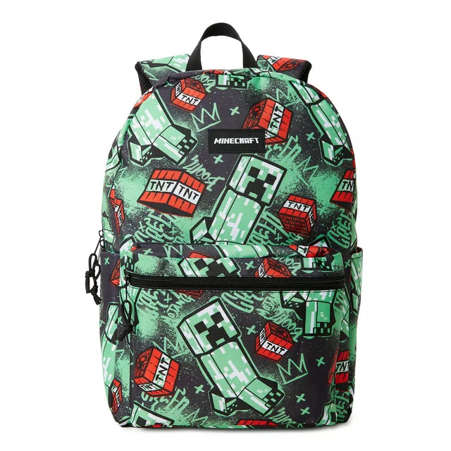 Minecraft Unisex TNT Printed Backpack Green Black