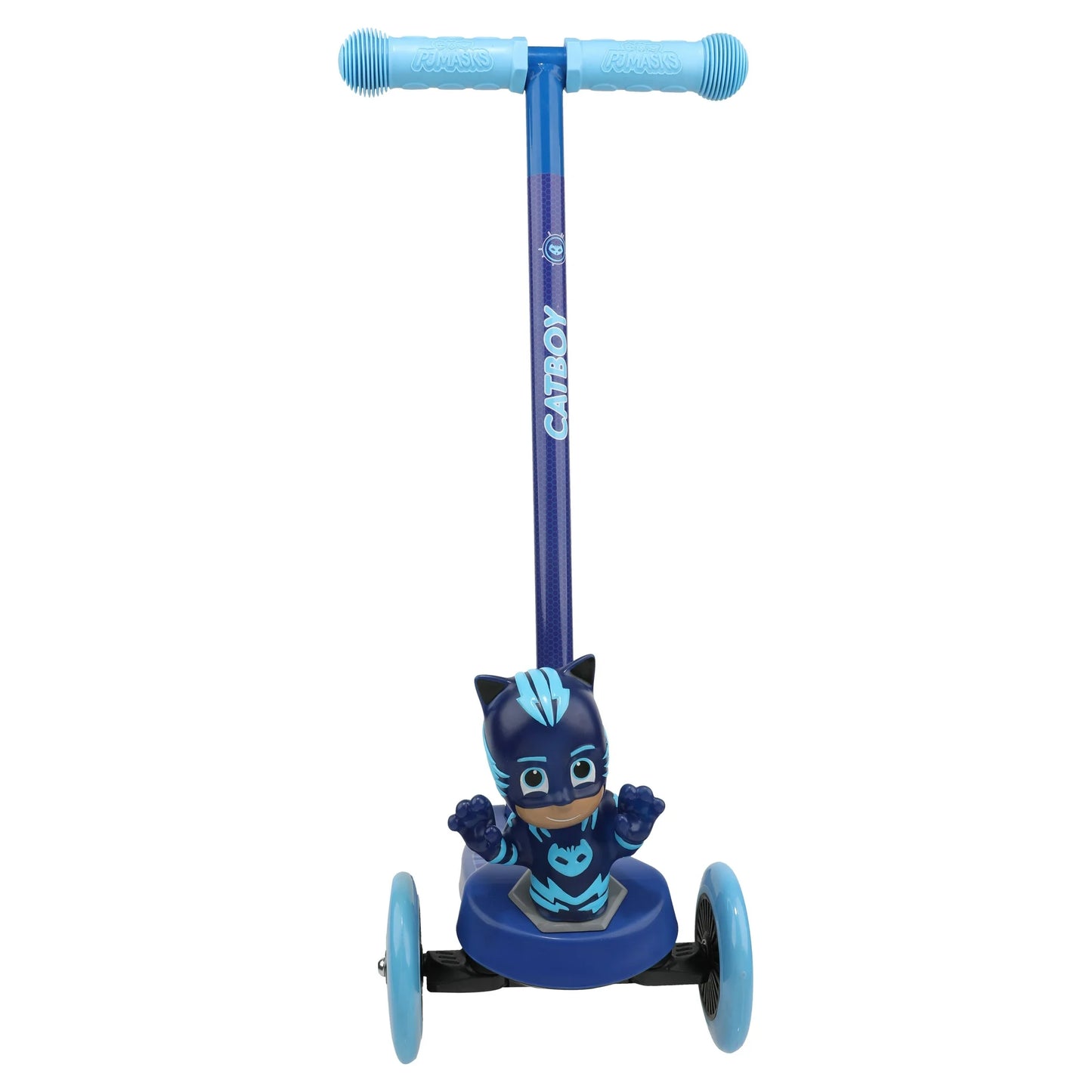 PJ Mask Catboy 3D Scooter with 3 Wheels Tilt and Turn- Blue, For Boys and Girls Ages 3+, Max Weight 75lbs, Foot-Activated Brakes