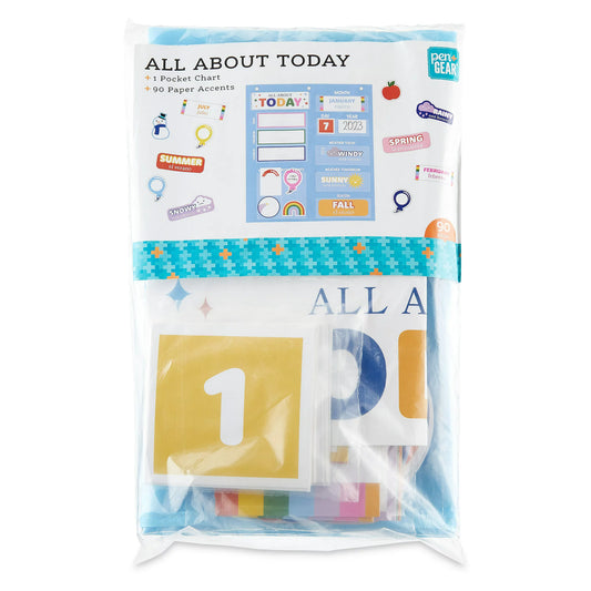Pen + Gear All About Today Pocket Chart, 25.75 x 29.25-inch, Nylon & Paper, 90 Pieces