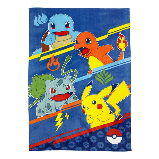 Pokemon Kids Plush Twin/Full Blanket, 62 x 90 , Blue