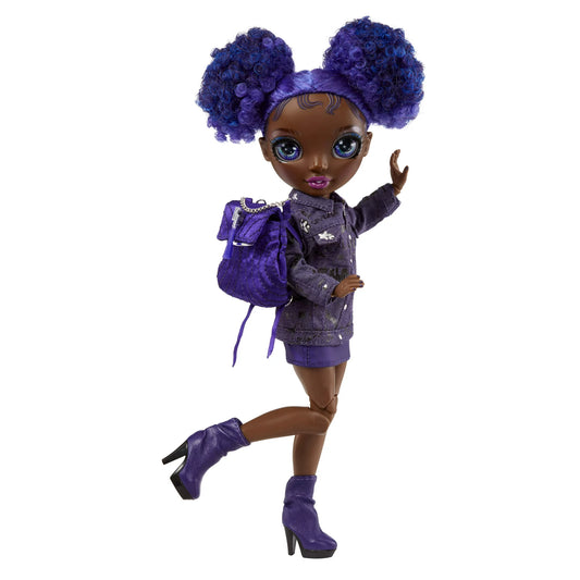 Rainbow High Jr High Krystal Bailey- 9-Inch Purple Fashion Doll with Doll Accessories- Open and Closes Backpack. Great Gift for Kids 6-12 Years Old and Collectors