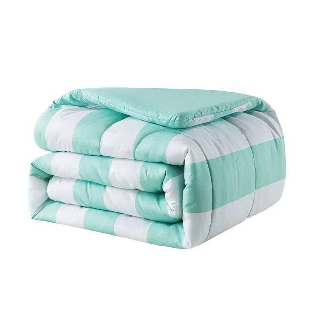 Mainstays Reversible Microfiber Comforter, Mint Stripe