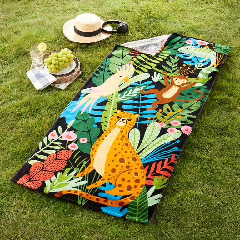 Mainstays Velour Beach Towel, Jungle Animals