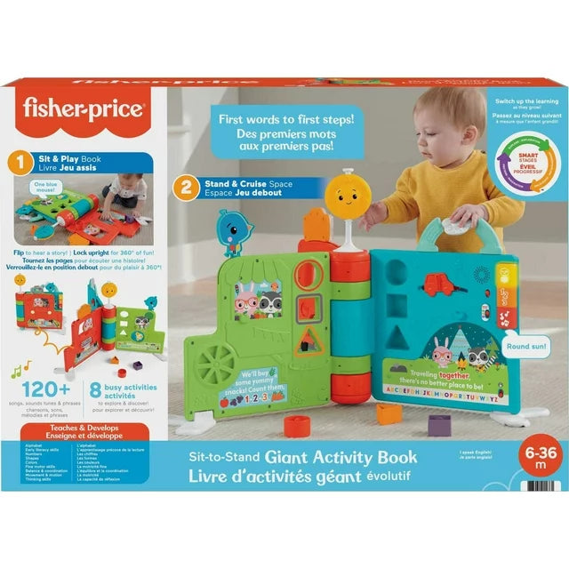 Fisher-Price Sit-to-Stand Giant Activity Book Infant to Toddler Learning Toy Play Center