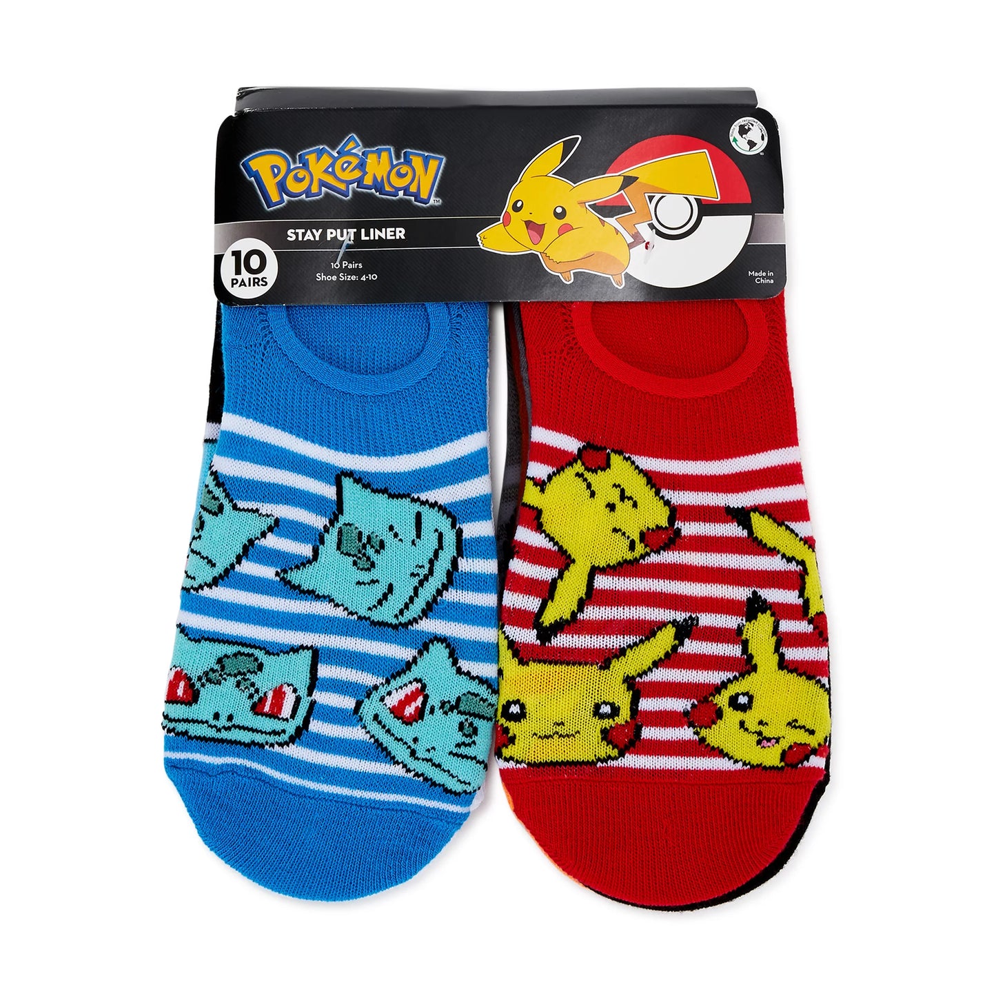 Pokemon Women's Stay Put Liner Socks, 10-Pack